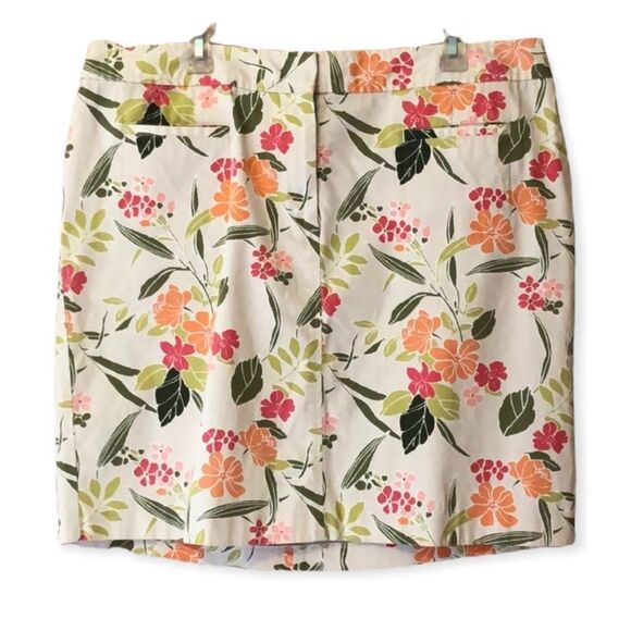 Lane Bryant Khaki Flat Front Skirt Floral Print 18 - Picture 1 of 14